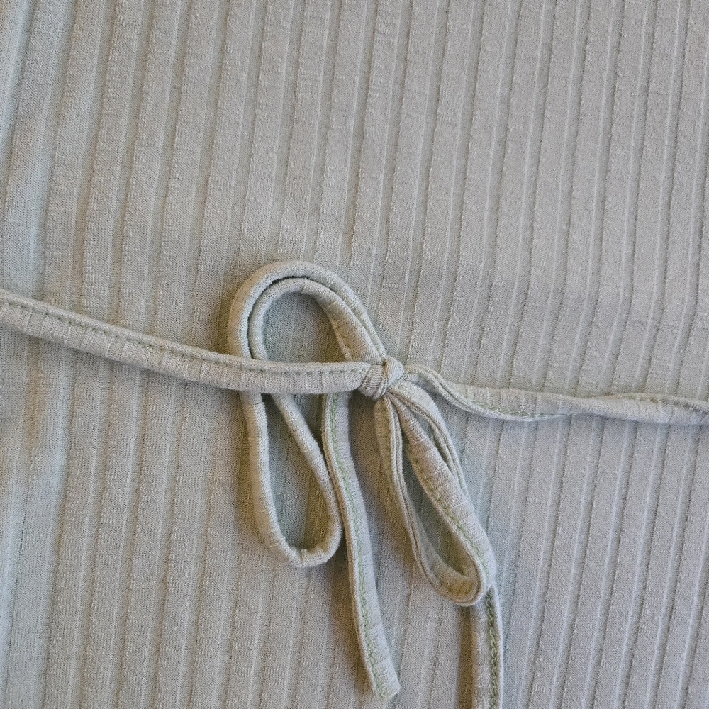 Missguided Pastel Green Tie Belt Ribbed 90s Y2K Spaghetti Strap Cami Dress - Picture 9 of 11